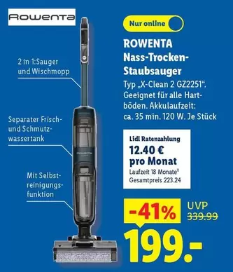 Rowenta - Nass-Trocken-Staubsauber Typ „X-Clean 2 GZ2251“