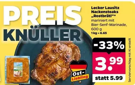 Lecker Lausitz Nackensteaks „Rostbrätl“