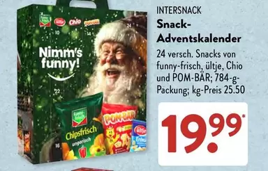 Snack-Adventskalender 24 versch. Snacks von funny-frisch, ültje, Chio und POM-BÄR; 784-g-Packung