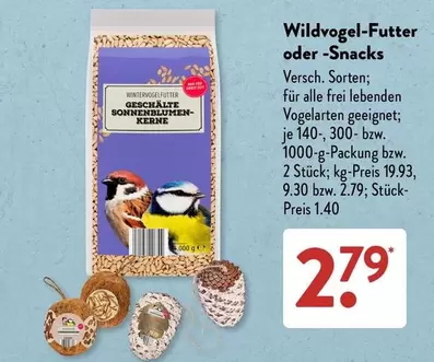 Wildvogel-Futter oder -Snacks