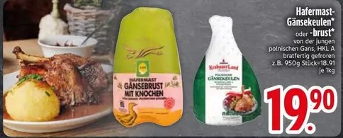 Hafermast-Gänsekeulen oder -brust