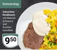 Gekochtes Rindfleisch mit Meerrettichsauce und Bouillonkartoffeln