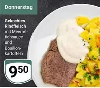 Gekochtes Rindfleisch mit Meerrettichsauce und Bouillonkartoffeln