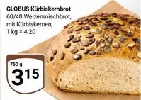 Kürbiskernbrot 60/40 Weizenmischbrot, mit Kürbiskernen