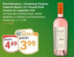 AOC - Élevé Marsanne-, Chardonnay-Viognier, Cabernet Merlot oder Cinsault Rosé Coteaux du Languedoc