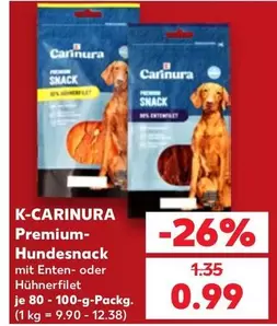 K-CARINURA Premium-Hundesnack mit Enten- oder Hühnerfilet