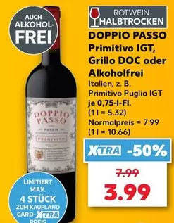 DOPPIO PASSO Primitivo IGT, Grillo DOC oder alkoholfrei
