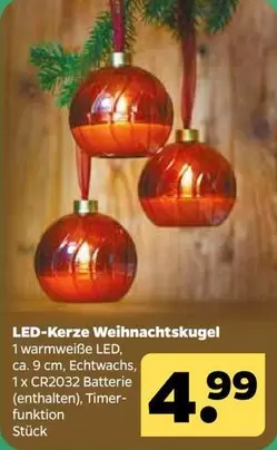 LED-Kerze Weihnachts Kugel