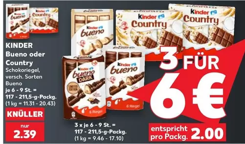 Kinder - Bueno oder Country Schokoriegel