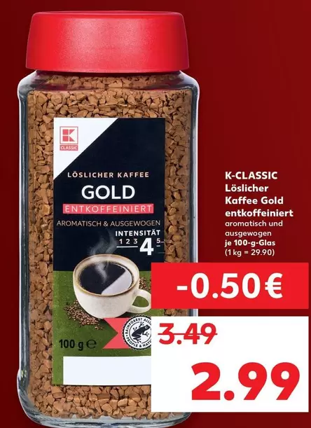 Gold - Löslicher Kaffee Entkoffeiniert