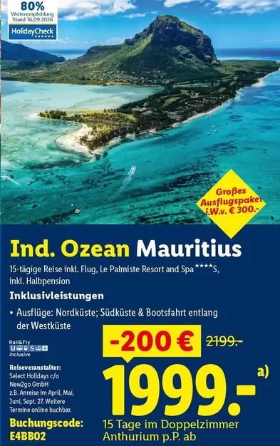 Ind. Ozean Mauritius 15-tägige Reise inkl. Halbpension