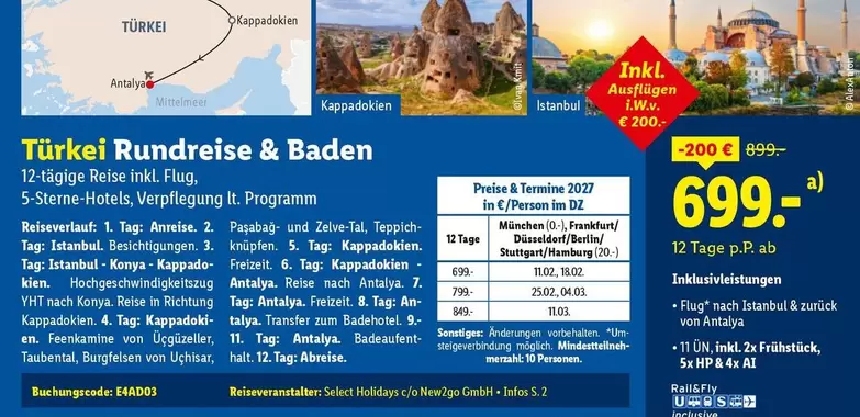 Baden - Türkei Rundreise & 12-tägige Reise inkl. Flug, 5-Sterne-Hotels, Verpflegung & Programm