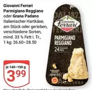 Ferrari - Parmigiano Reggiano oder Grana Padano Italienischer Hartkäse