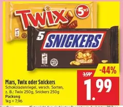 Twix - Mars, oder Snickers Schokoriegel