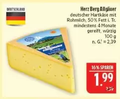 Berg - Herz Allgäuer deutscher Hartkäse