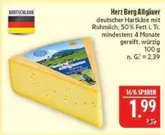 Berg - Herz Allgäuer deutscher Hartkäse