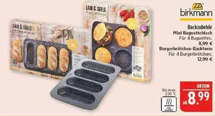 Backzubehör Mini Baguetteblech / Burgerbrötchen-Backform