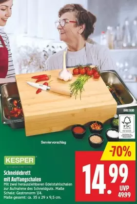 Schneidebrett mit Auffangschalen