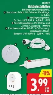 Lithium - Steckdose, 3-fach. Mit Schalter.