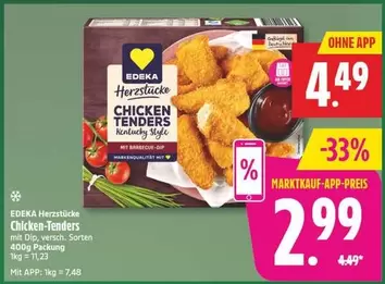 Herzstücke Chicken Tenders Kentucky Style mit BBQ Dip