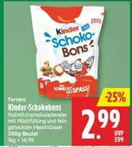 Kinder - -Schokobons Vollmilchschokoladeier mit Milchfüllung und fein gehackten Haselnüssen