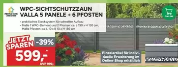 WPC-SICHTSCHUTZZAUN VALLA 5 PANELE + 6 PFOSTEN