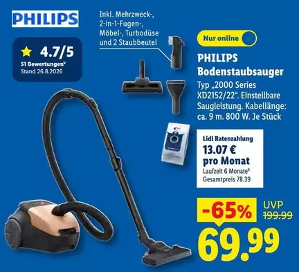 Philips - Bodenstaubsauger Typ 2000 Series XD2152/22