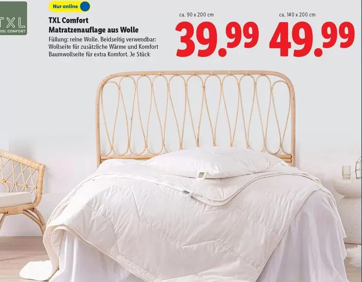 Comfort - Matratzenauflage aus Wolle