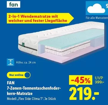 7-Zonen-Tonnentaschenfederkern-Matratze Modell "Flex Side Clima T"