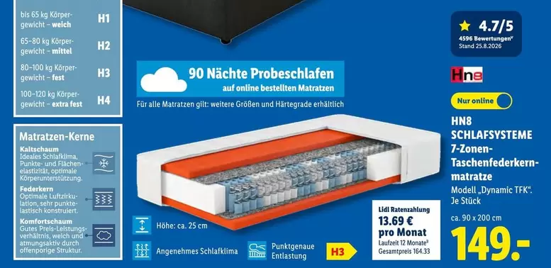 Fest - 7-Zonen-Taschenfederkern-matratze