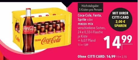 Coca Cola - Coca-Cola, Fanta, Sprite oder mezzo mix