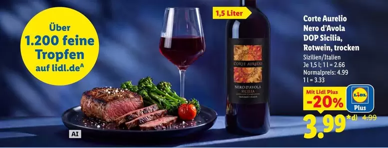 Corte Aurelio Nero d'Avola DOP Sicilia, Rotwein, trocken