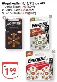 Energizer - Hörgerätezellen 10, 13, 312 oder 675