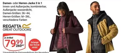 Damen- oder Herren-Jacke 3 in 1