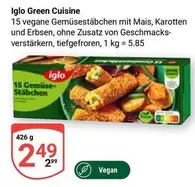 15 vegane Gemüsestäbchen mit Mais, Karotten und Erbsen, ohne Zusatz von Geschmacksverstärkern