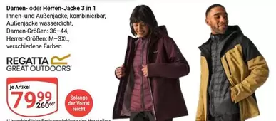 Damen- oder Herren-Jacke 3 in 1