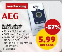 AEG - Staubfilterbeutel S-BAG GR201S