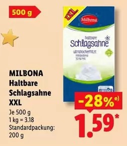 Haltbare Schlagsahne XXL