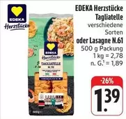 Herzstücke Tagliatelle verschiedene Sorten oder Lasagne N.61