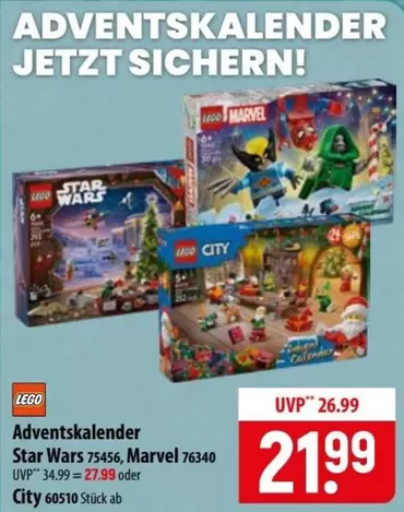 LEGO - Adventskalender Star Wars 75456, Marvel 76340, City 60510