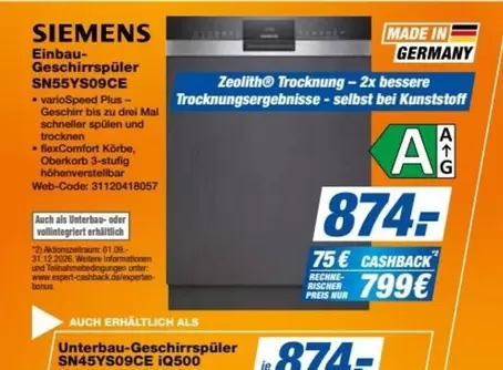 Siemens - Einbau-Geschirrspüler SN55YS09CE