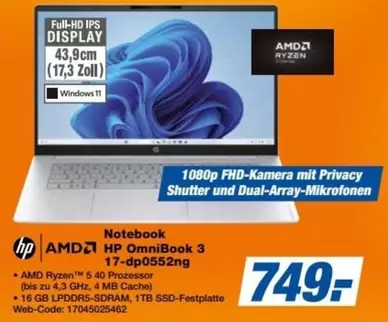 Hp - Notebook HP OmniBook 3 17-dp0552ng