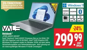 Intel - Notebook V15D-6500Y-85120