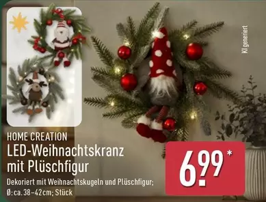 LED-Weihnachtskranz mit Plüschfigur