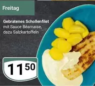 Gebratenes Schollenfilet mit Sauce Béarnaise, dazu Salzkartoffeln