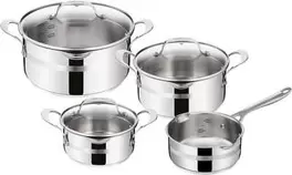 Topf-Set E311S7 Jamie Oliver Cook Smart, Edelstahl (Set, 7-tlg., 1x Stielkasserolle 16 cm, je 1x Kochtopf 16/20/24 cm), Edelstahl-Topfset by Jamie Oliver, alle Herdarten, Induktion