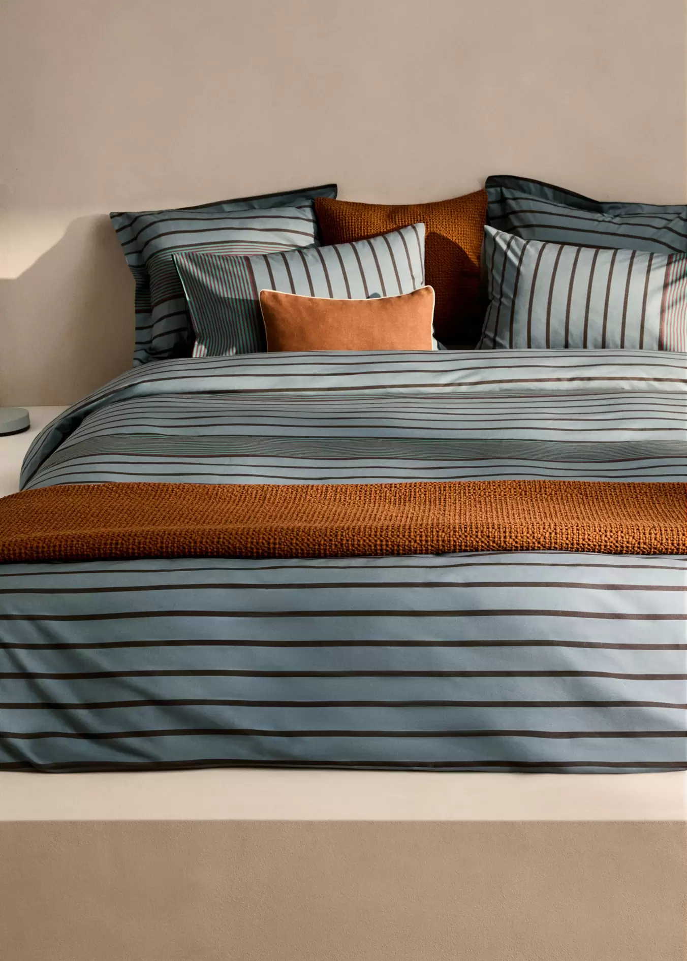 Bettbezug aus Baumwollperkal mit Multistreifen für Bett 150/160 cm