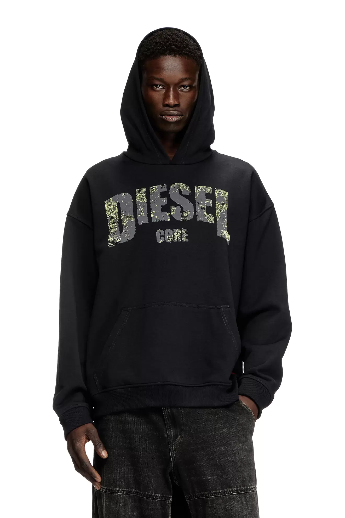 Hoodie mit Logo-Print in Destroyed-Optik