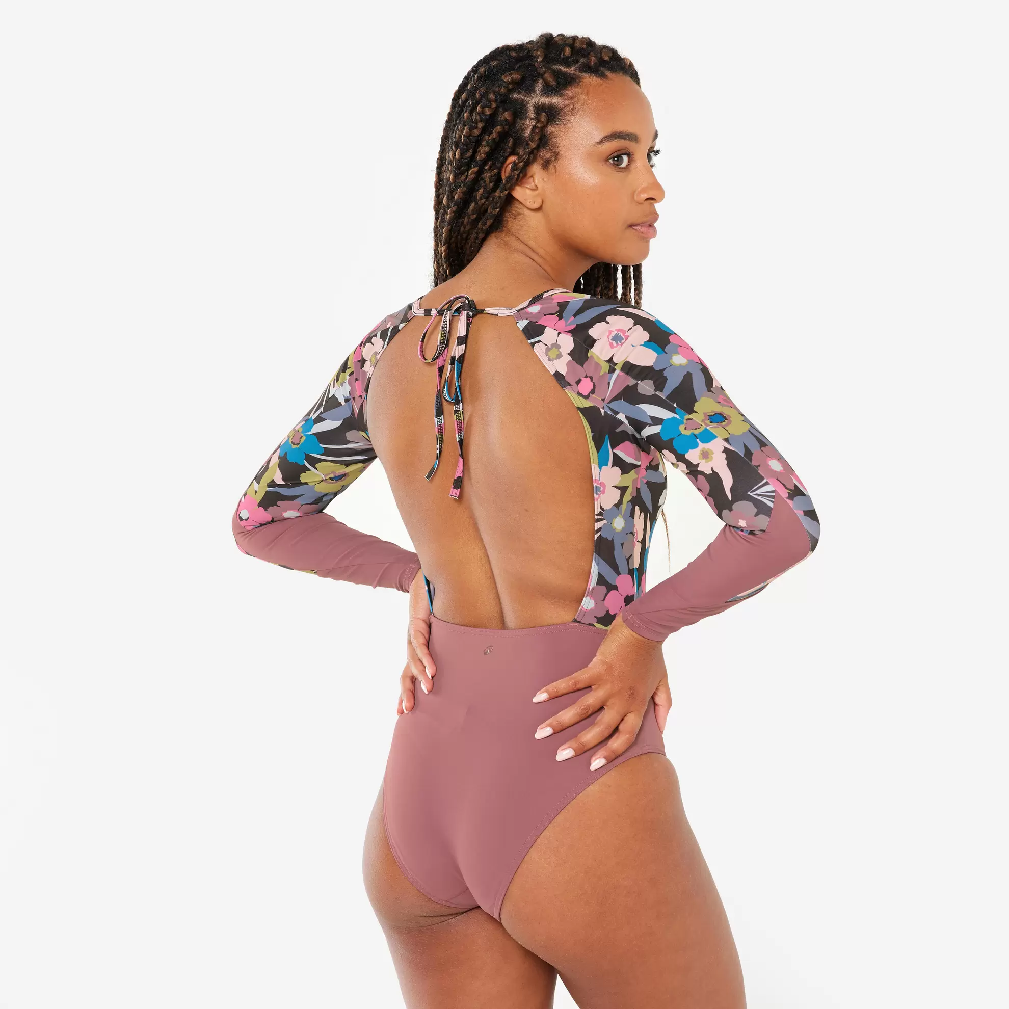 OLAIAN Badeanzug Surfen Damen langarm Mary Azalea violett geblümt