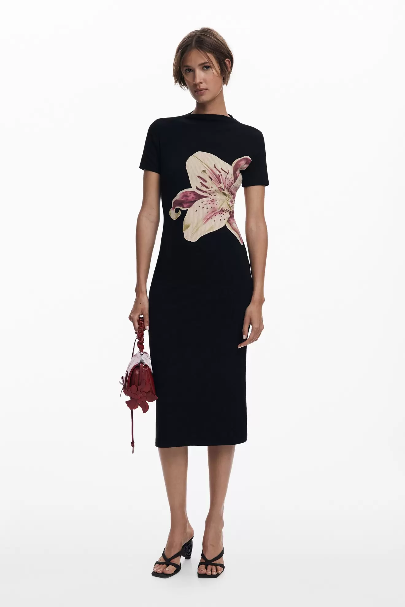 Langes Kleid in Orchideenfarbe